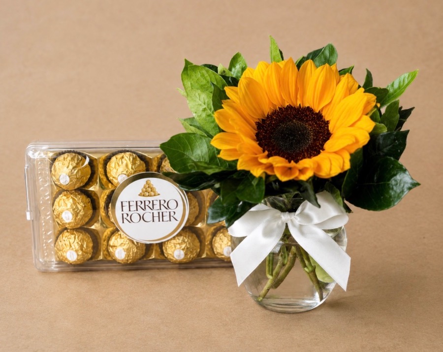 Girassol no Vidro com Ferrero