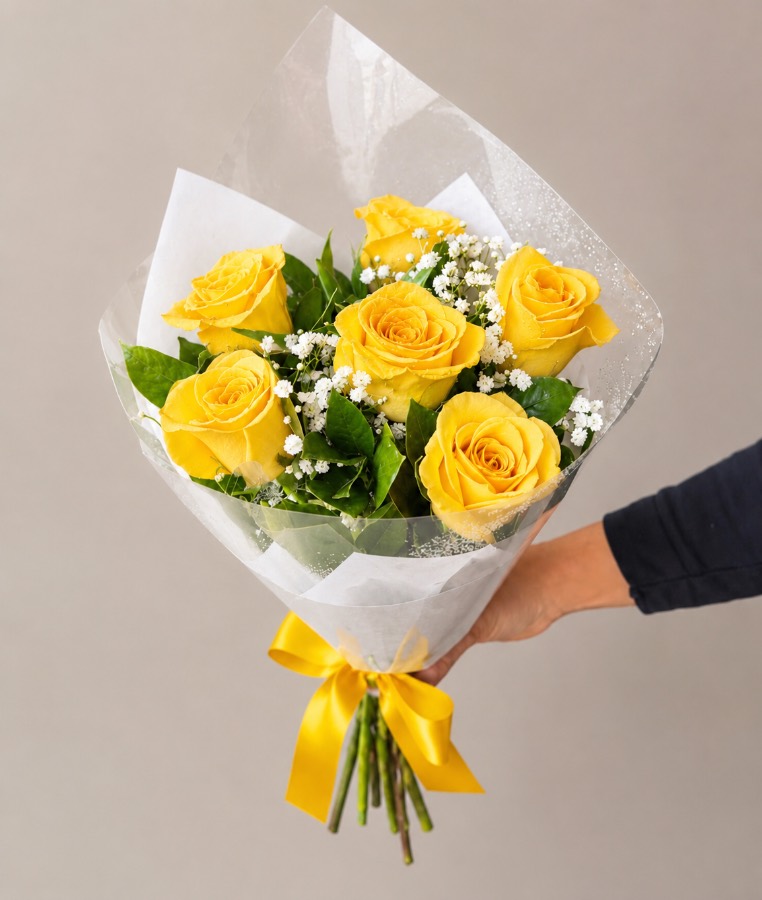 Buquê 6 Rosas Amarelas
