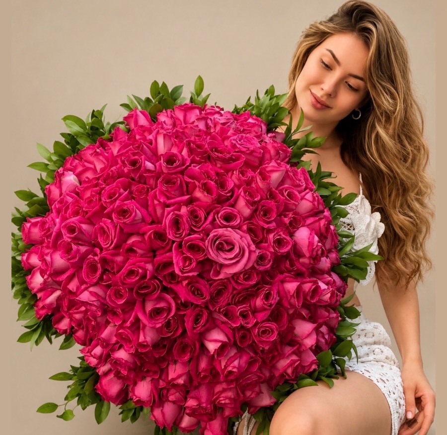 Buquê Gigante 100 Rosas Pink