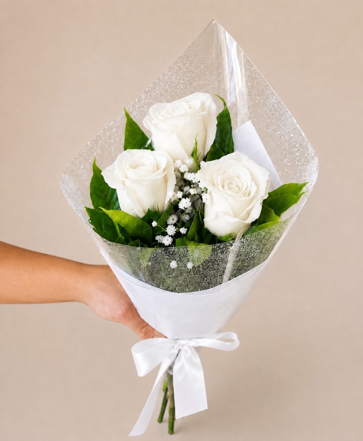 Buquê 3 Rosas Brancas