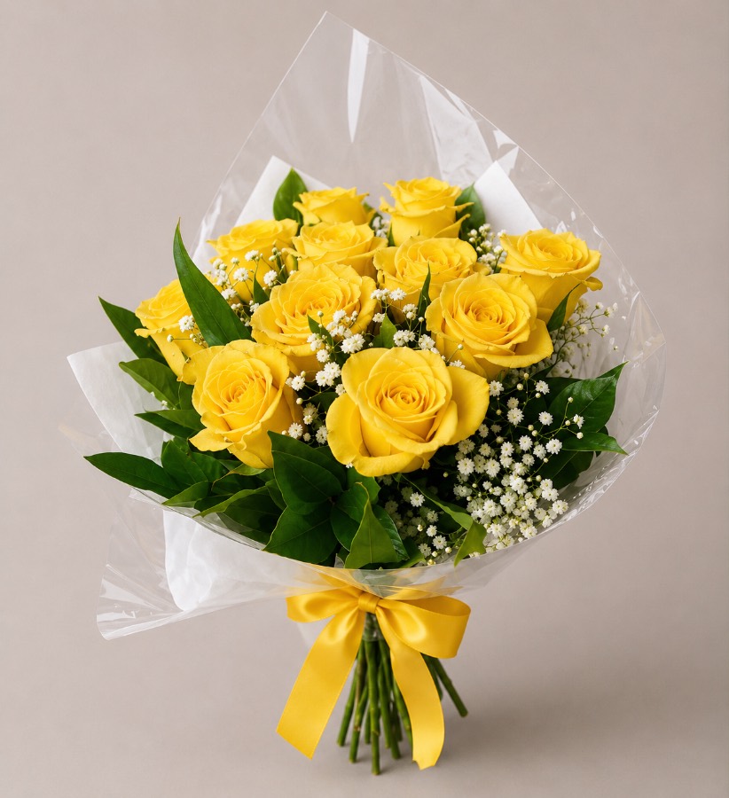 Buquê 12 Rosas Amarelas