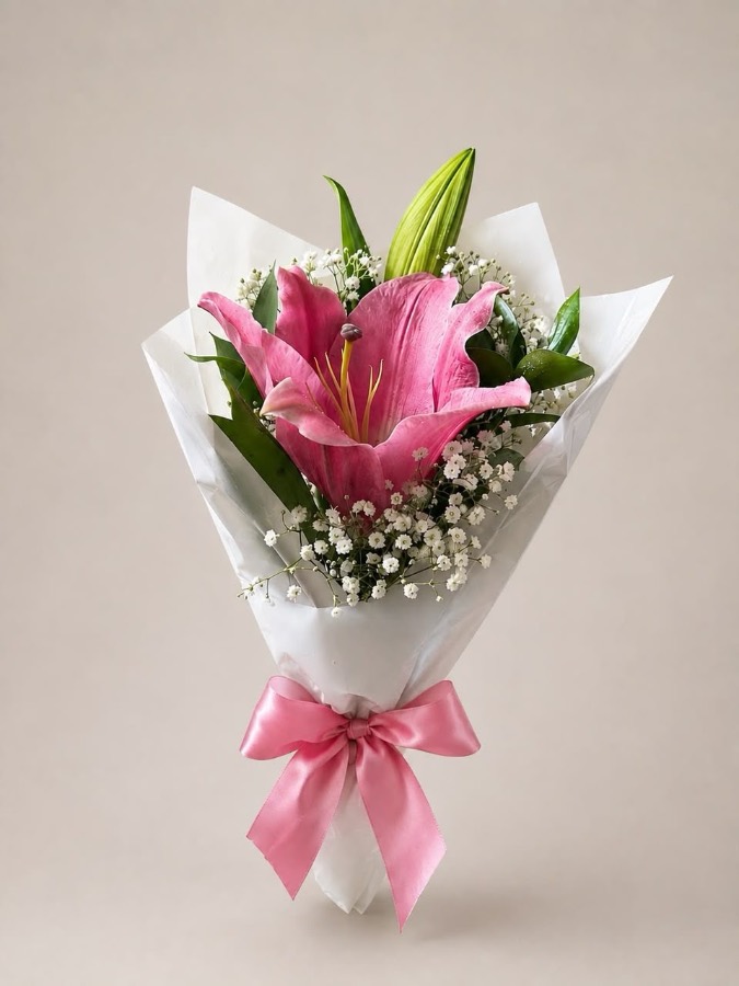 Buquê 1 Lírio Cor de Rosa