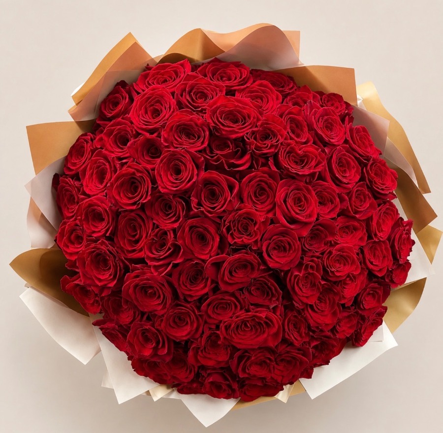 Buquê 100 Rosas Colombianas Vermelhas